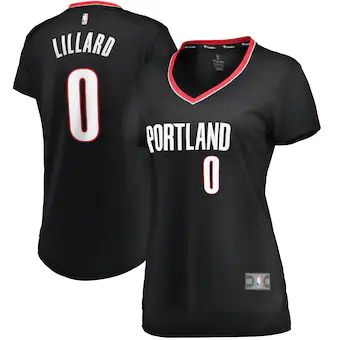 womens fanatics branded damian lillard black portland trail-215